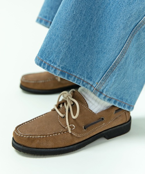 スウェード/オイルレザー デッキシューズ（モカシン/デッキシューズ