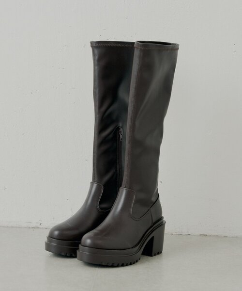 REVIVAL】厚底チャンキーストレッチロングブーツ（ブーツ）｜Chico