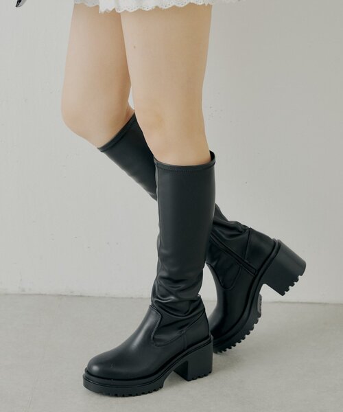 12cm盛れるロングブーツ REVIVAL】厚底チャンキーストレッチロングブーツ（ブーツ）｜Chico