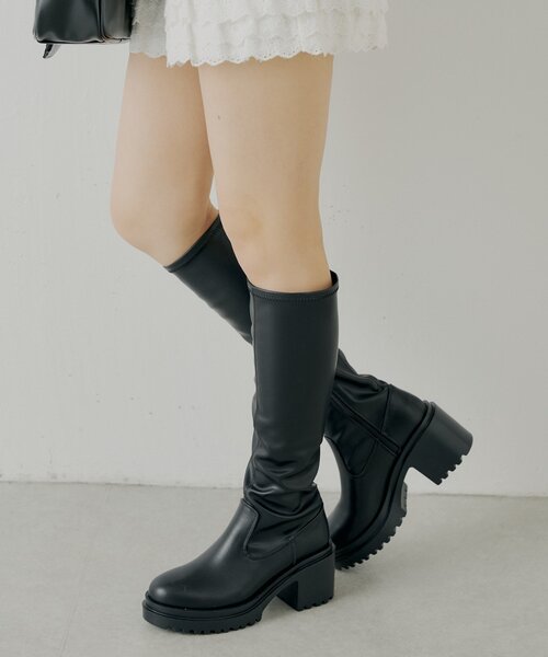 REVIVAL】厚底チャンキーストレッチロングブーツ（ブーツ）｜Chico