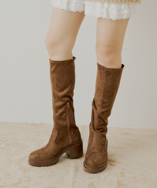 REVIVAL】厚底チャンキーストレッチロングブーツ（ブーツ）｜Chico