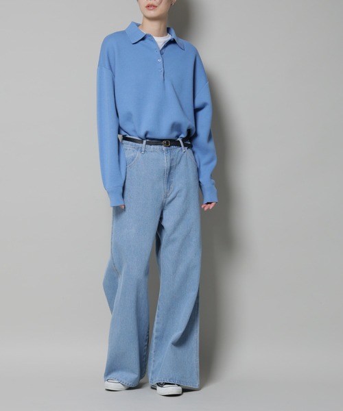 NANO universe（ナノユニバース）の「ワイドデニムパンツ（デニムパンツ・レディース・ダークネイビー/ブルー・36/38）」の2枚目の写真