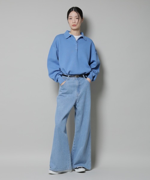 NANO universe（ナノユニバース）の「ワイドデニムパンツ（デニムパンツ・レディース・ダークネイビー/ブルー・36/38）」の4枚目の写真