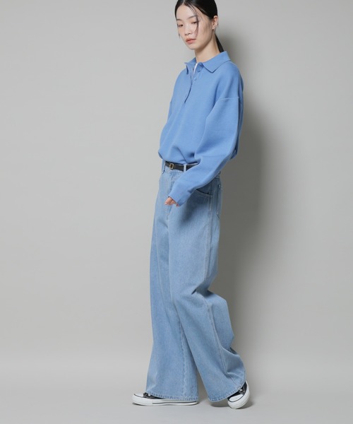 NANO universe（ナノユニバース）の「ワイドデニムパンツ（デニムパンツ・レディース・ダークネイビー/ブルー・36/38）」の6枚目の写真