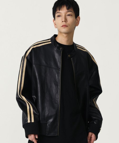 ジャケット・アウター SUPERSUB Leather Jumper musinsa ヴィンテージトラックバイカーレザージャケット - ブラック