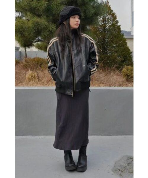 ヴィンテージトラックバイカーレザージャケット - ブラック