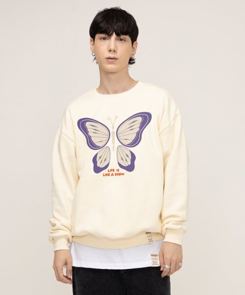 GRAVER（グレーバー）の「[UNISEX]バタフライマンツーマン_クリーム（スウェット・レディース・アイボリー・SMALL/MEDIUM/LARGE/X-LARGE）」の3枚目の写真
