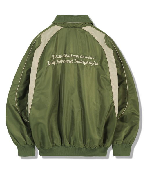 GUBIN(グビン)の「配色パターンベースボールジャケット - カーキ(その他アウター・レディース・その他・LARGE/MEDIUM)」の2枚目の写真