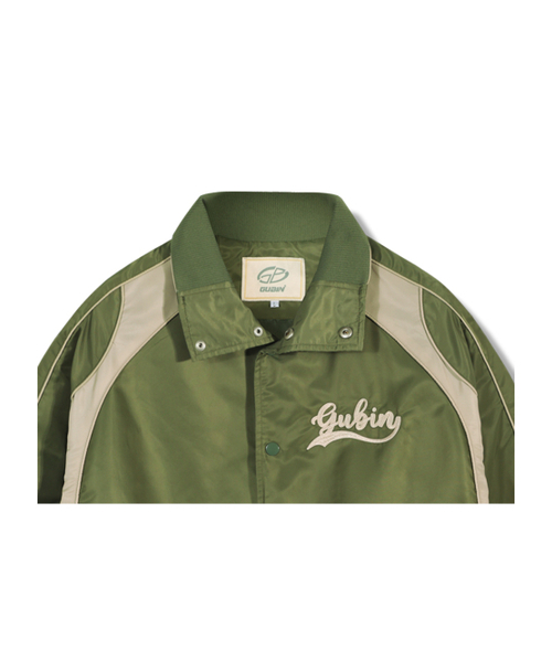 GUBIN(グビン)の「配色パターンベースボールジャケット - カーキ(その他アウター・レディース・その他・LARGE/MEDIUM)」の3枚目の写真