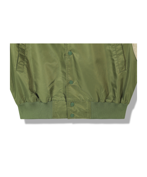 GUBIN(グビン)の「配色パターンベースボールジャケット - カーキ(その他アウター・レディース・その他・LARGE/MEDIUM)」の4枚目の写真