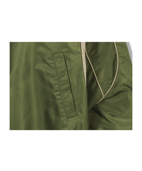 GUBIN(グビン)の「配色パターンベースボールジャケット - カーキ(その他アウター・レディース・その他・LARGE/MEDIUM)」の7枚目の写真
