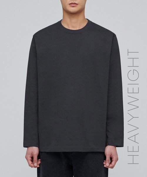 MUSINSA STANDARD（ムシンサスタンダード）の「ヘビーウェイトリラックスクルーネック長袖Tシャツ[ダークグレー]（Tシャツ/カットソー・メンズ・その他・SMALL/MEDIUM/LARGE/X-LARGE/XX-LARGE/XXX-LARGE）」の2枚目の写真