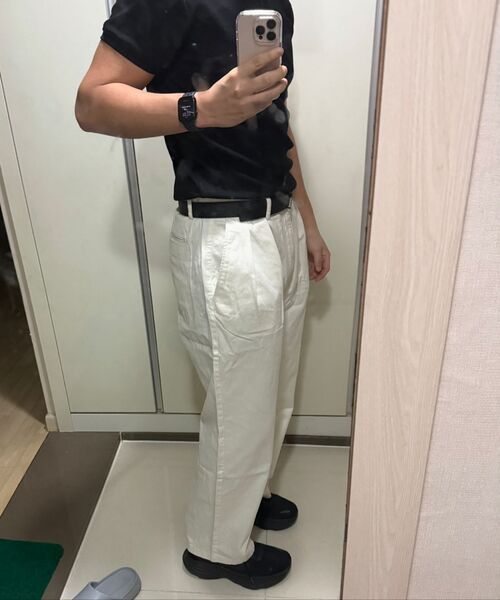 MUSINSA STANDARD（ムシンサスタンダード）の「リバースツータックワイドチノパンツ[クリーム]（その他パンツ・メンズ・その他・27/30/29/42）」の13枚目の写真