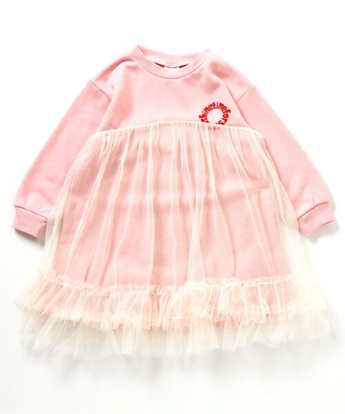 BREEZE(ブリーズ)の「ロゴ・ナンバリングチュールワンピ_ジュニア対応(ワンピース・キッズ・ベビーピンク/ネイビー・80/90/100/110/120/130/140)」の2枚目の写真