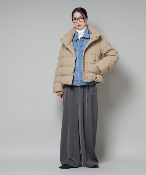 NANO universe（ナノユニバース）の「ボリュームネックダウンショートコート（ダウンジャケット/コート・レディース・ベージュ/ブラック/アイボリー・FREE）」の15枚目の写真