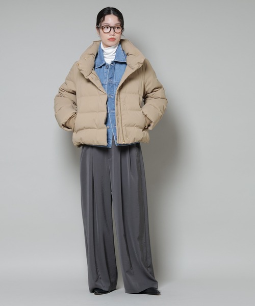 NANO universe（ナノユニバース）の「ボリュームネックダウンショートコート（ダウンジャケット/コート・レディース・ベージュ/ブラック/アイボリー・FREE）」の14枚目の写真