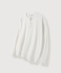 MOOD INSIDE（ムードインサイド）の「ゴルジスナップヘンリーネックロングスリーブ_ホワイト（Tシャツ/カットソー）」