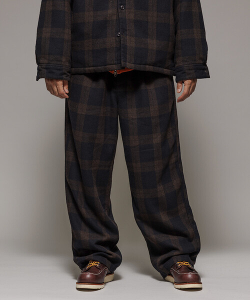 セール】ワイドシルエット ウォッシュド フランネル トラウザーズ