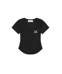 MUCENT（ムセント）の「Belin V-neck Crop Rolled Short Sleeve Tee (5 Colors)（Tシャツ/カットソー）」