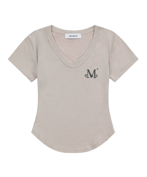 MUCENT(ムセント)の「ベリンVネッククロップローリング半袖ティー(5色)(Tシャツ/カットソー・レディース・チャコール/Beige/ホワイト/グレー/ブラック・FREE)」の13枚目の写真