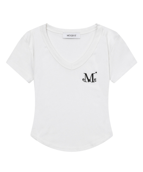 MUCENT(ムセント)の「ベリンVネッククロップローリング半袖ティー(5色)(Tシャツ/カットソー・レディース・チャコール/Beige/ホワイト/グレー/ブラック・FREE)」の18枚目の写真