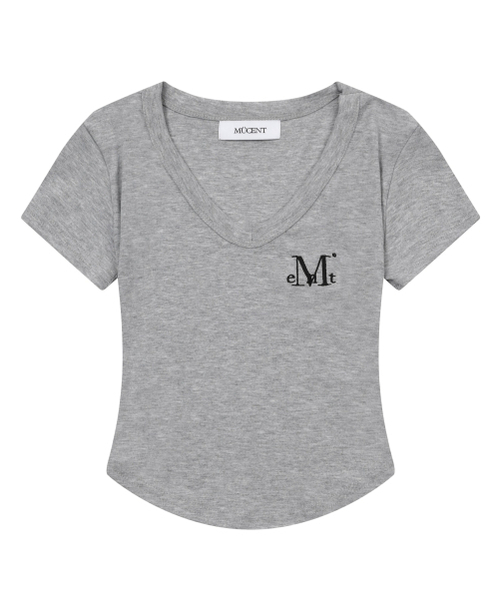MUCENT(ムセント)の「ベリンVネッククロップローリング半袖ティー(5色)(Tシャツ/カットソー・レディース・チャコール/Beige/ホワイト/グレー/ブラック・FREE)」の22枚目の写真