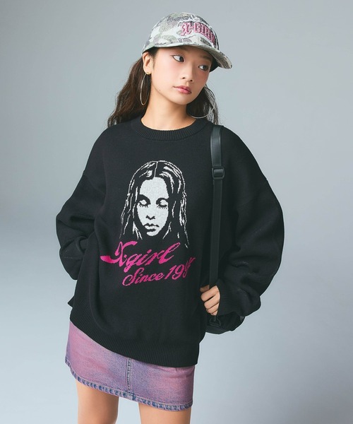 X-girl（エックスガール）の「STUDDED LOGO PATCH 6PANEL CAP（キャップ・レディース・ブラック/ピンク/カモフラージュ・ONE SIZE）」の7枚目の写真