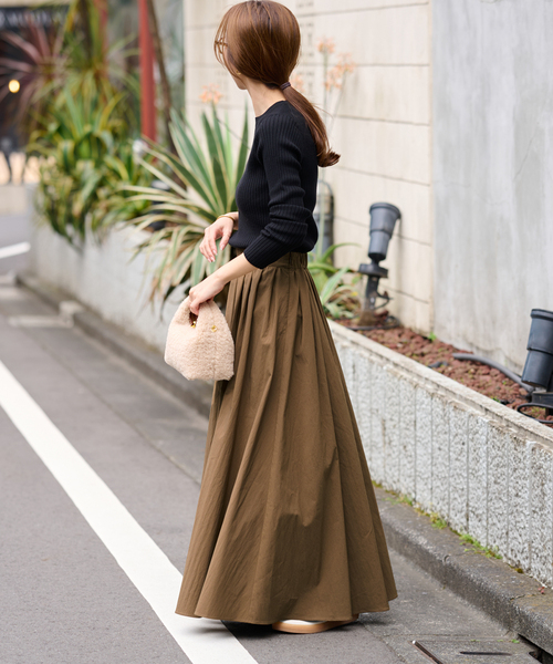 JOURNAL STANDARD relume（ジャーナルスタンダード　レリューム）の「《WEB限定追加2》ギャザーフレアスカート（スカート・レディース・ブラウン系その他・38/36）」の3枚目の写真