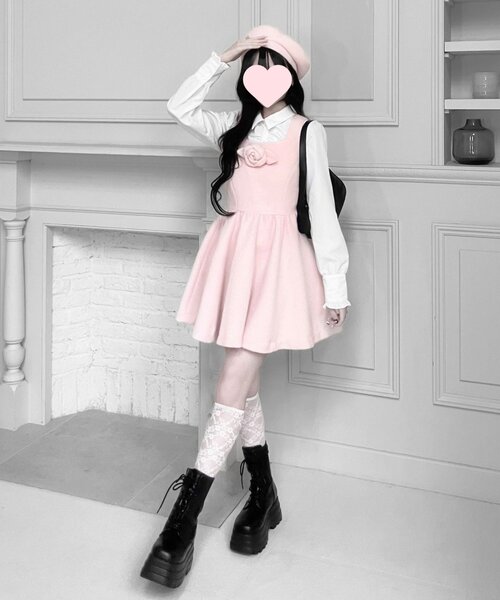 OLIVE des OLIVE（オリーブデオリーブ）の「【インフルエンサー企画】miko merry onepiece（ワンピース・レディース・ピンク/ブラック・FREE）」の16枚目の写真