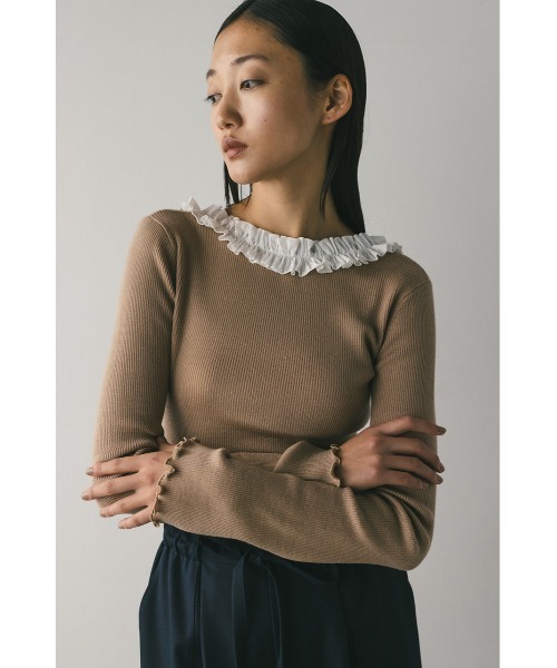 バックオープンフリルニットトップ（ニット/セーター）｜STYLEMIXER