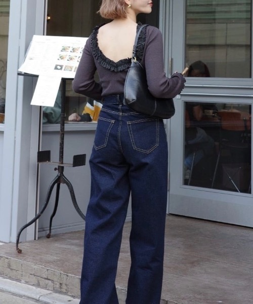 バックオープンフリルニットトップ（ニット/セーター）｜STYLEMIXER