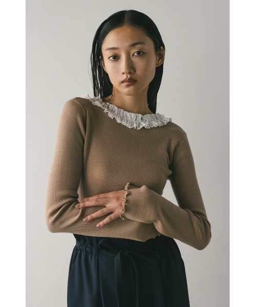 STYLEMIXER(スタイルミキサー)の「バックオープンフリルニットトップ(ニット/セーター・レディース・ベージュ/グレー/ブラック・FREE)」の8枚目の写真