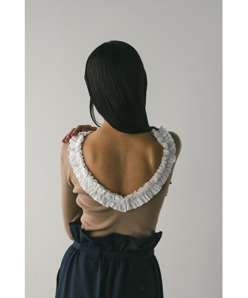 バックオープンフリルニットトップ（ニット/セーター）｜STYLEMIXER