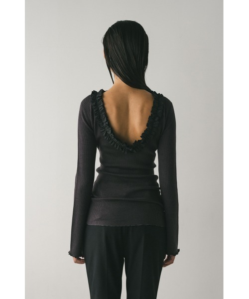 バックオープンフリルニットトップ（ニット/セーター）｜STYLEMIXER