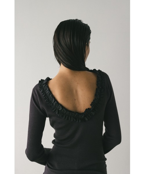 セール】バックオープンフリルニットトップ（ニット/セーター