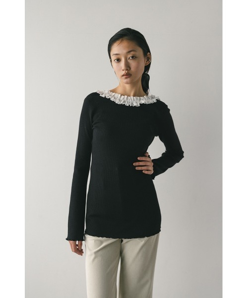 バックオープンフリルニットトップ（ニット/セーター）｜STYLEMIXER
