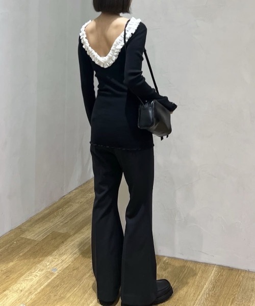 バックオープンフリルニットトップ（ニット/セーター）｜STYLEMIXER