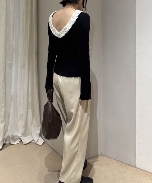 バックオープンフリルニットトップ（ニット/セーター）｜STYLEMIXER