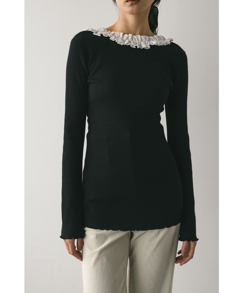 セール】バックオープンフリルニットトップ（ニット/セーター