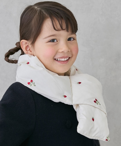 petit main（プティマイン）の「アソート刺しゅう中綿マフラー（マフラー・キッズ・ネイビー/グレー/ライトピンク/アイボリー・F）」の5枚目の写真