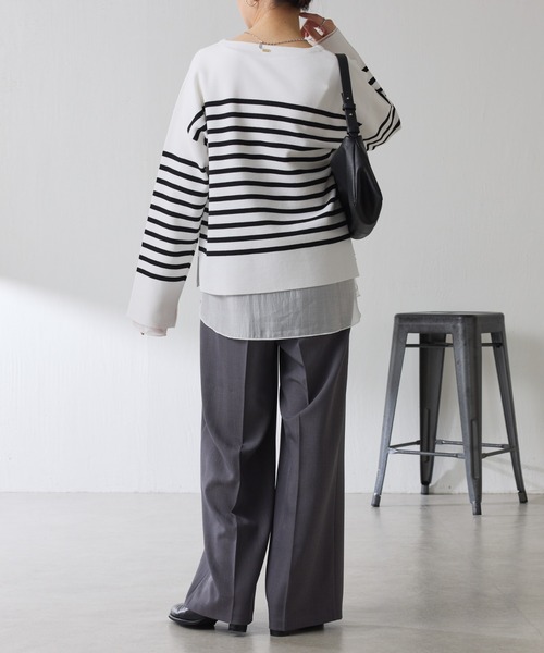 COLLAGE GALLARDAGALANTE（コラージュガリャルダガランテ）の「Vネックバスクニット/WEB限定カラー展開（ニット/セーター・レディース・ホワイト/グリーン/ネイビー/ブラック・FREE）」の6枚目の写真