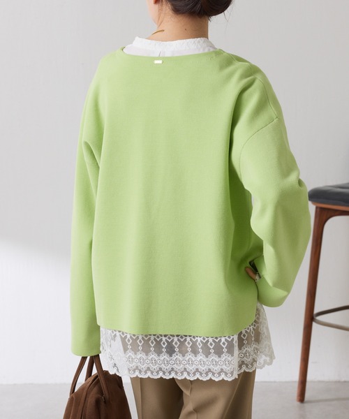 COLLAGE GALLARDAGALANTE（コラージュガリャルダガランテ）の「Vネックバスクニット/WEB限定カラー展開（ニット/セーター・レディース・ホワイト/グリーン/ネイビー/ブラック・FREE）」の18枚目の写真