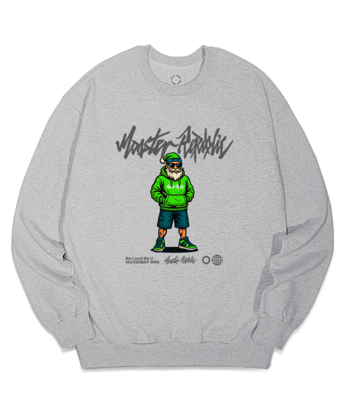 MONSTER REPUBLIC(モンスターリパブリック)の「ストリートサンタグリーン メンズ スウェット グレー_8180(スウェット・レディース・その他・SMALL/MEDIUM/LARGE/X-LARGE)」の1枚目の写真