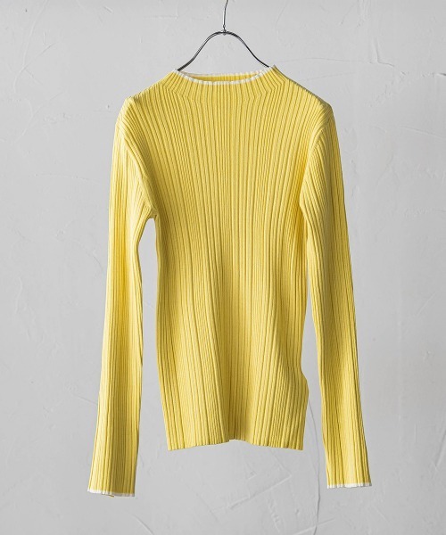 Droite lautreamont(ドロワットロートレアモン)の「袖ボタンランダムリブニット≪手洗い可能≫(ニット/セーター・レディース・オフホワイト/ピンク/イエロー/アイボリー/ブラック/チャコールグレー/ダークネイビー/ボルドー/ブラック系その他/ホワイト系その他/イエロー系その他/ピンク系その他/ブラウン・M)」の10枚目の写真