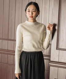 Droite lautreamont | 袖ボタンランダムリブニット≪手洗い可能≫(ニット/セーター)