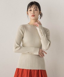 袖ボタンランダムリブニット≪手洗い可能≫