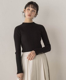 袖ボタンランダムリブニット≪手洗い可能≫