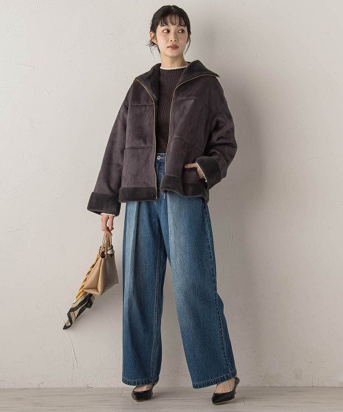 Droite lautreamont（ドロワットロートレアモン）の「袖ボタンランダムリブニット≪手洗い可能≫（ニット/セーター・レディース・オフホワイト/ピンク/イエロー/アイボリー/ブラック/チャコールグレー/ダークネイビー/ボルドー/ブラック系その他/ホワイト系その他・M）」の14枚目の写真