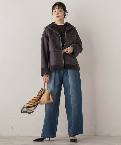 Droite lautreamont（ドロワットロートレアモン）の「袖ボタンランダムリブニット≪手洗い可能≫（ニット/セーター・レディース・オフホワイト/ピンク/イエロー/アイボリー/ブラック/チャコールグレー/ダークネイビー/ボルドー/ブラック系その他/ホワイト系その他・M）」の15枚目の写真