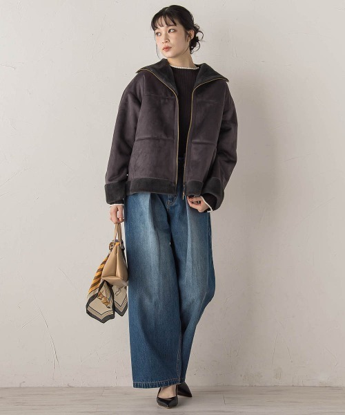 Droite lautreamont（ドロワットロートレアモン）の「袖ボタンランダムリブニット≪手洗い可能≫（ニット/セーター・レディース・オフホワイト/ピンク/イエロー/アイボリー/ブラック/チャコールグレー/ダークネイビー/ボルドー/ブラック系その他/ホワイト系その他・M）」の16枚目の写真